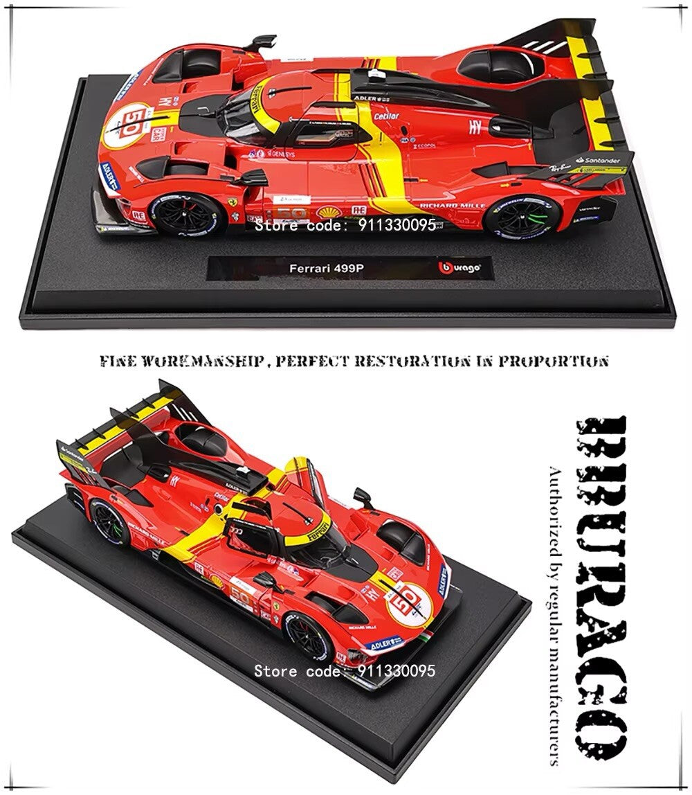 Ferrari 499P 50 24h Le Mans 2023 Scala 1:18 Burago Da Collezione Con Vetrina New