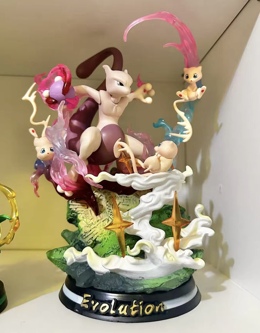Action Figure Pokémon Mew Mewtwo Evolution 25cm Statua Da Collezione Anime