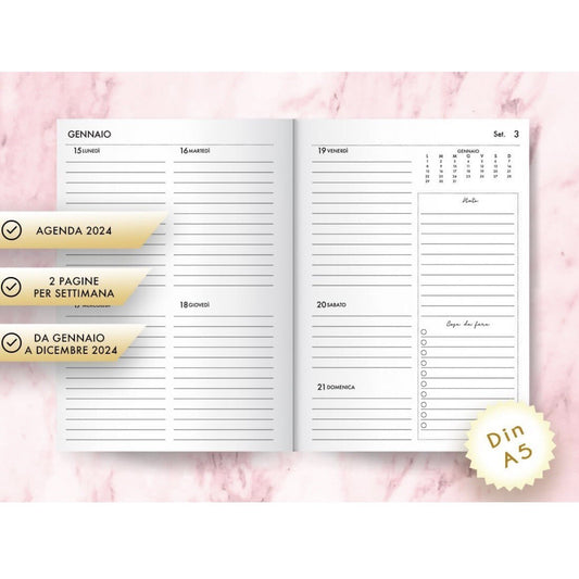 Agenda Planner 2024 Giornaliera In Italiano MISURA A5
