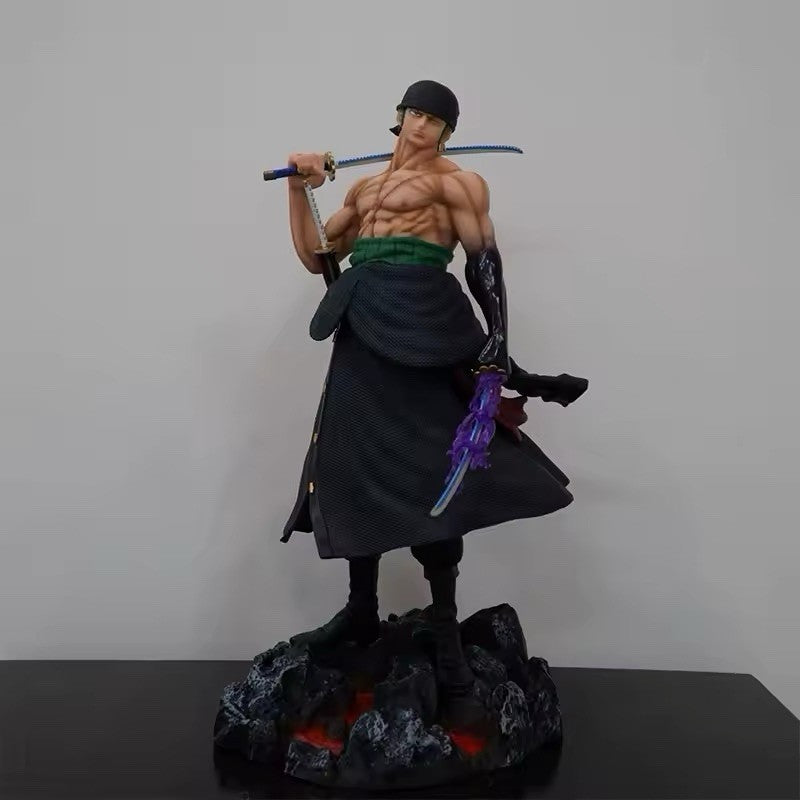 Action Figure One Piece Roronoa Zoro 50cm Statua Da Collezione Anime Grande