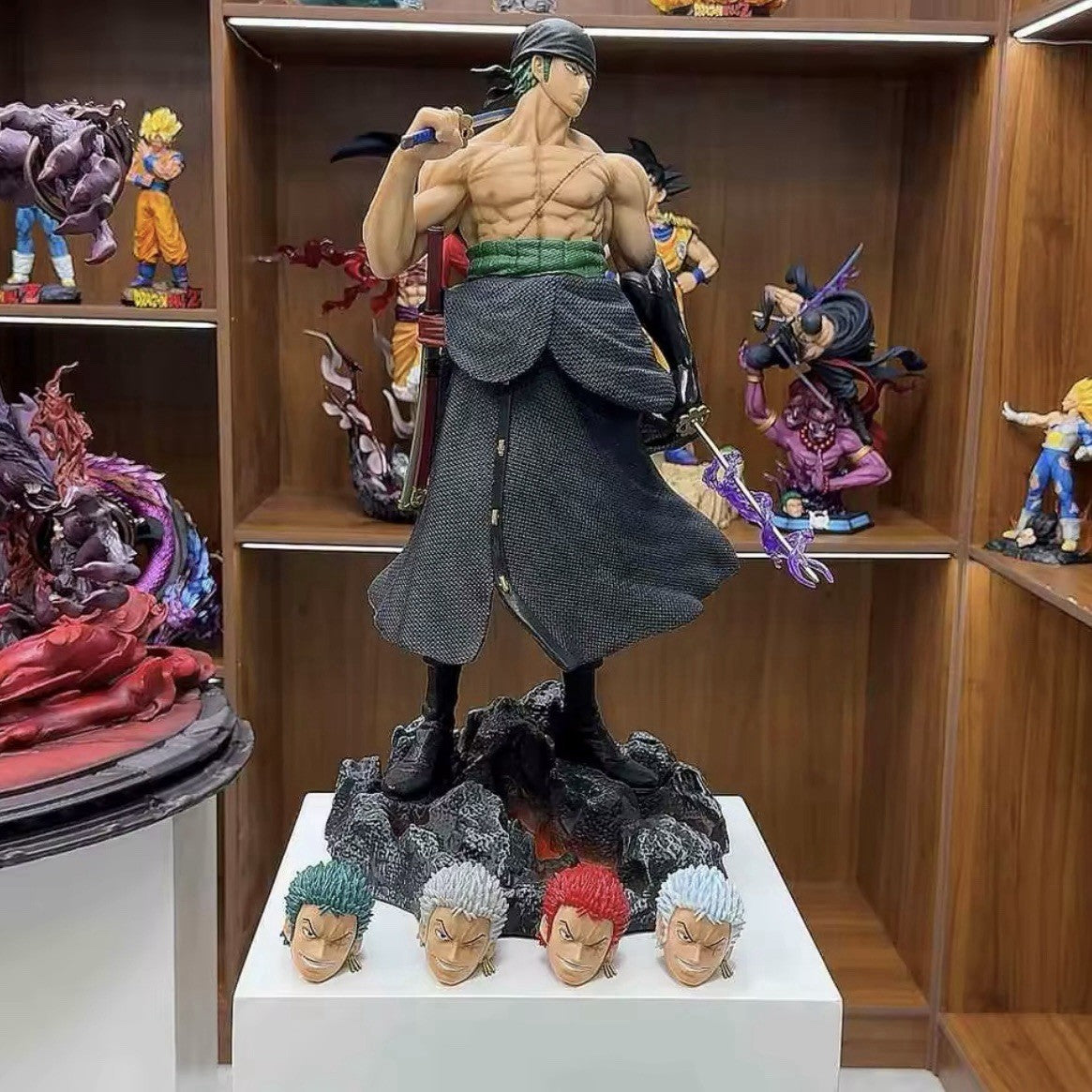 Action Figure One Piece Roronoa Zoro 50cm Statua Da Collezione Anime Grande