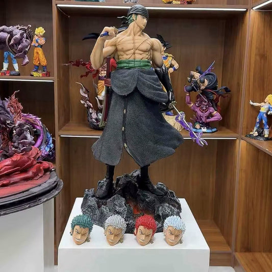Action Figure One Piece Roronoa Zoro 50cm Statua Da Collezione Anime Grande