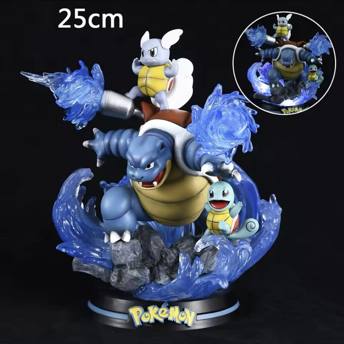Action Figure Pokémon Squirtle Blastoise Wartortle Evolution 25cm Collect Anime