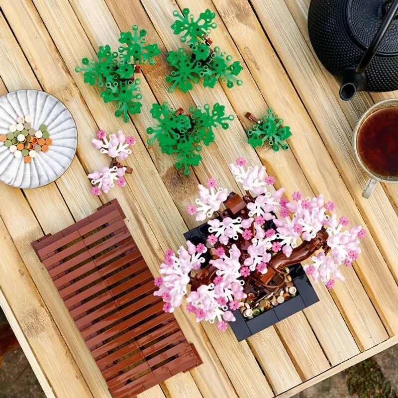 Bonsai Da Costruite Nuovo Slbero Flowers Mattoncini Fiori Di Ciliegio 878 Pezzi