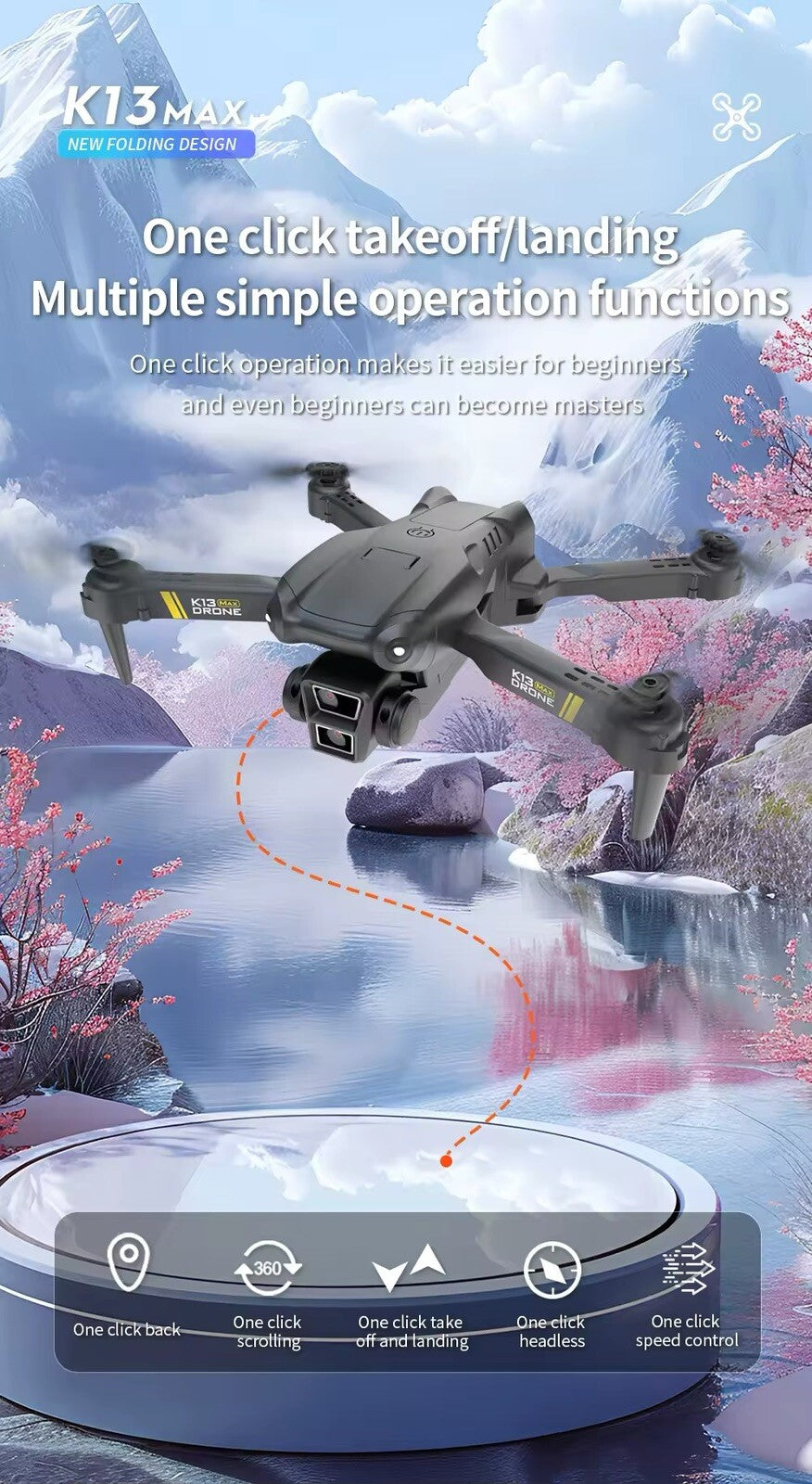Drone K13 Max 4k Pieghevole Giocattolo HD Fotografia Gps Aerea Dual Camera Mini