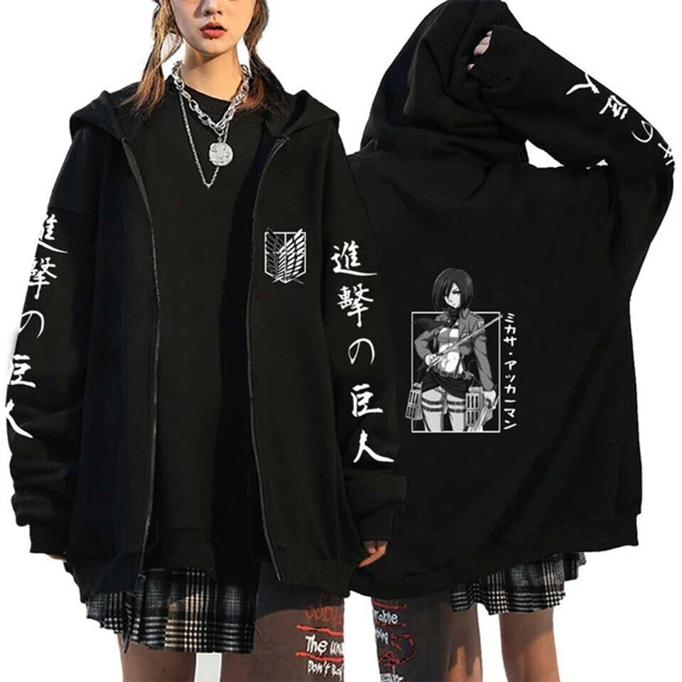 Felpa Con Cappuccio E Zip Attack On Titan Corpo Di Ricerca Streetwear Pullover