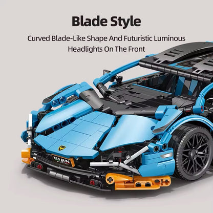 Lamborghini Sian Da Costruire Mattoncini Technic 1215 Pezzi Blu Arancio 35cm New
