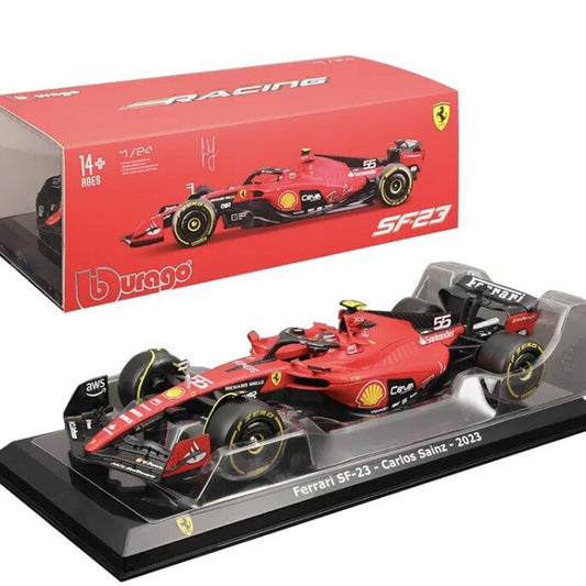 Macchina Ferrari F1 C Sainz 2023 SF-23 Burago Scala 1:24 Formula 1 Con vetrina