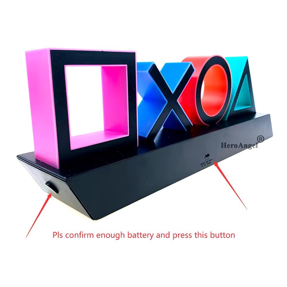 Luce Lampada Icone Simboli Playstation Multicolore Led USB da Scrivania Gaming