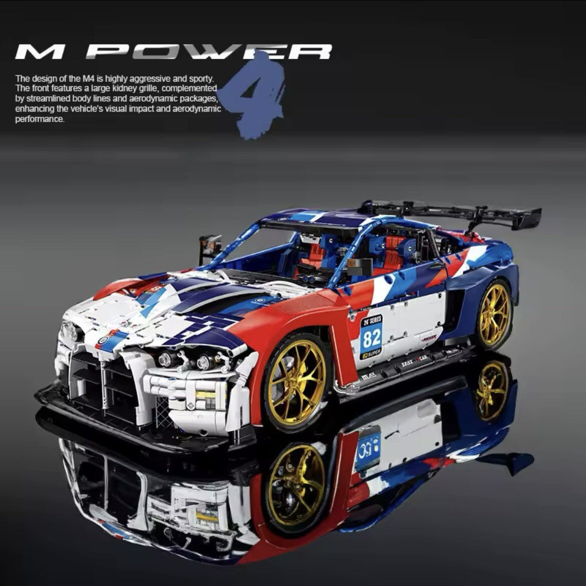 Bmw M4 Da Costruire 4556 Pezzi Da Corsa Scala 1:8 Mattoncini Technic Bianca New