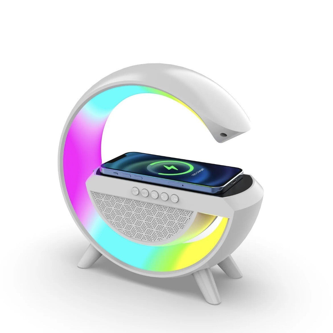 Lampada da Tavolo 3-in-1 con Caricabatterie Wireless Altoparlante Luce Led Nuova
