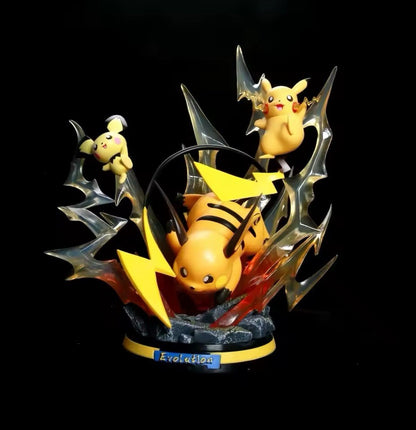 Action Figure Pokémon Pikachu Raichu Evolution 25cm Statua Da Collezione Anime