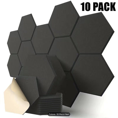 10pz Pannelli Fonoassorbenti Esagonali Adesivi, Isolamento Acustico