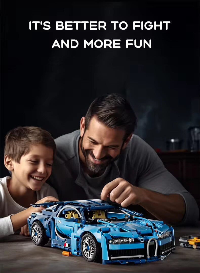 Bugatti Chiron Macchina Da Costruire Mattoncini Technic 1259 Pezzi Blu 35cm New