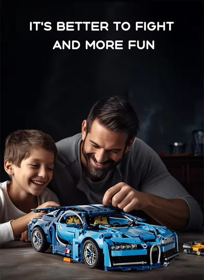 Bugatti Chiron Macchina Da Costruire Mattoncini Technic 1259 Pezzi Blu 35cm New