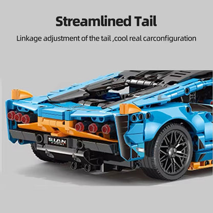 Lamborghini Sian Da Costruire Mattoncini Technic 1215 Pezzi Blu Arancio 35cm New