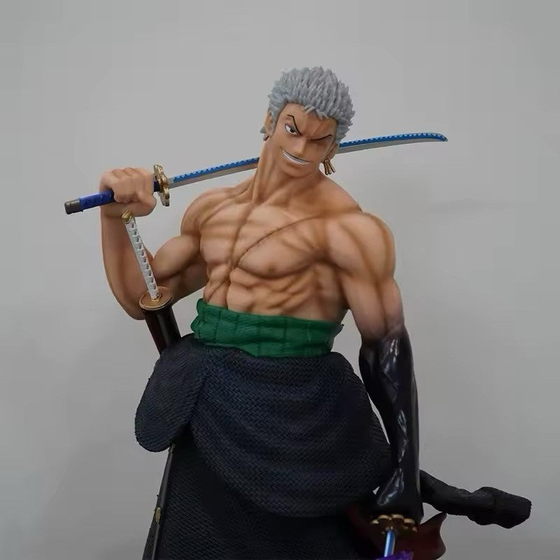 Action Figure One Piece Roronoa Zoro 50cm Statua Da Collezione Anime Grande