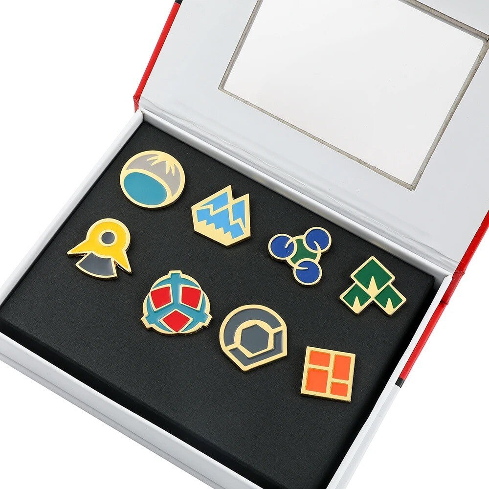 Pokemon x1 Box Medaglie Badges Spille Nuove Varie Miste a Tua Scelta New Metal