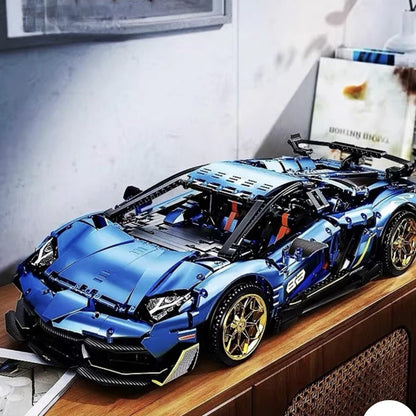 Lamborghini Svj 63 MOC Da Costruire 3811 Pezzi Scala 1:8 Mattoncini Technic Blu