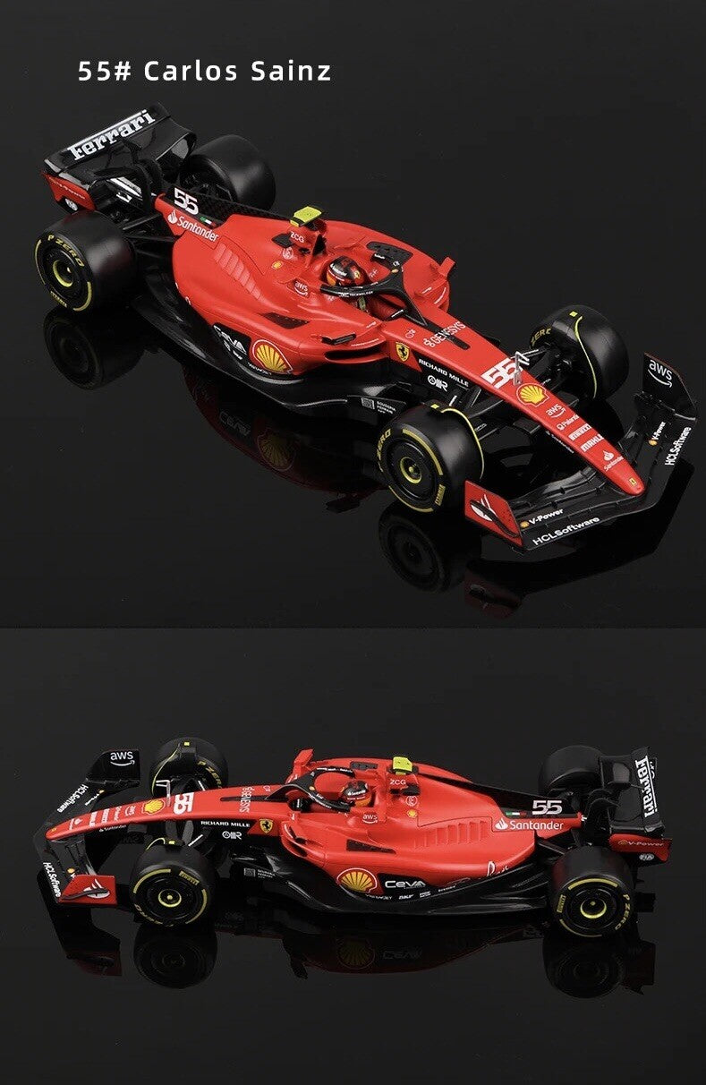 Burago Ferrari SF-23 Carlo Sainz 55 Scala 1:18 Modellino Auto Rossa Formula 1