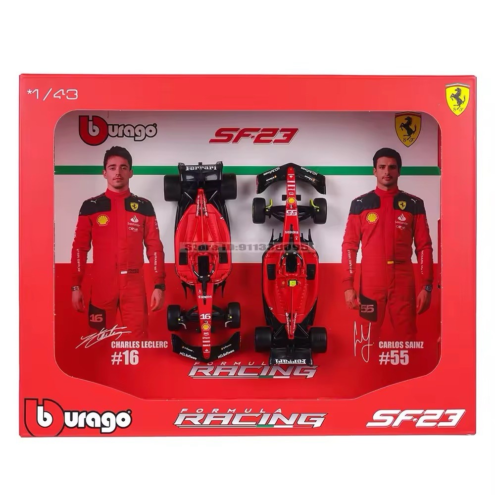Quadro Burago Ferrari SF-23 Charles Leclerc Carlos Sainz Modellino Auto Formula1