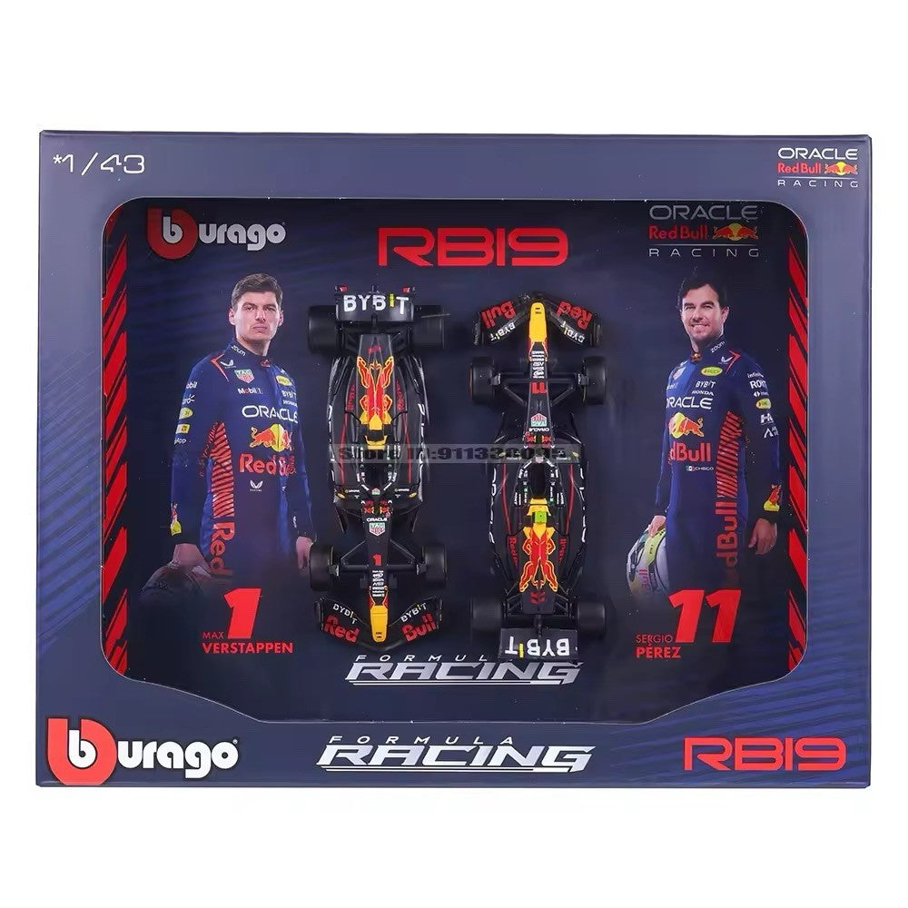 Quadro Burago Redbull RB19 Max Verstappen Sergio Perez Modellino Auto Formula 1