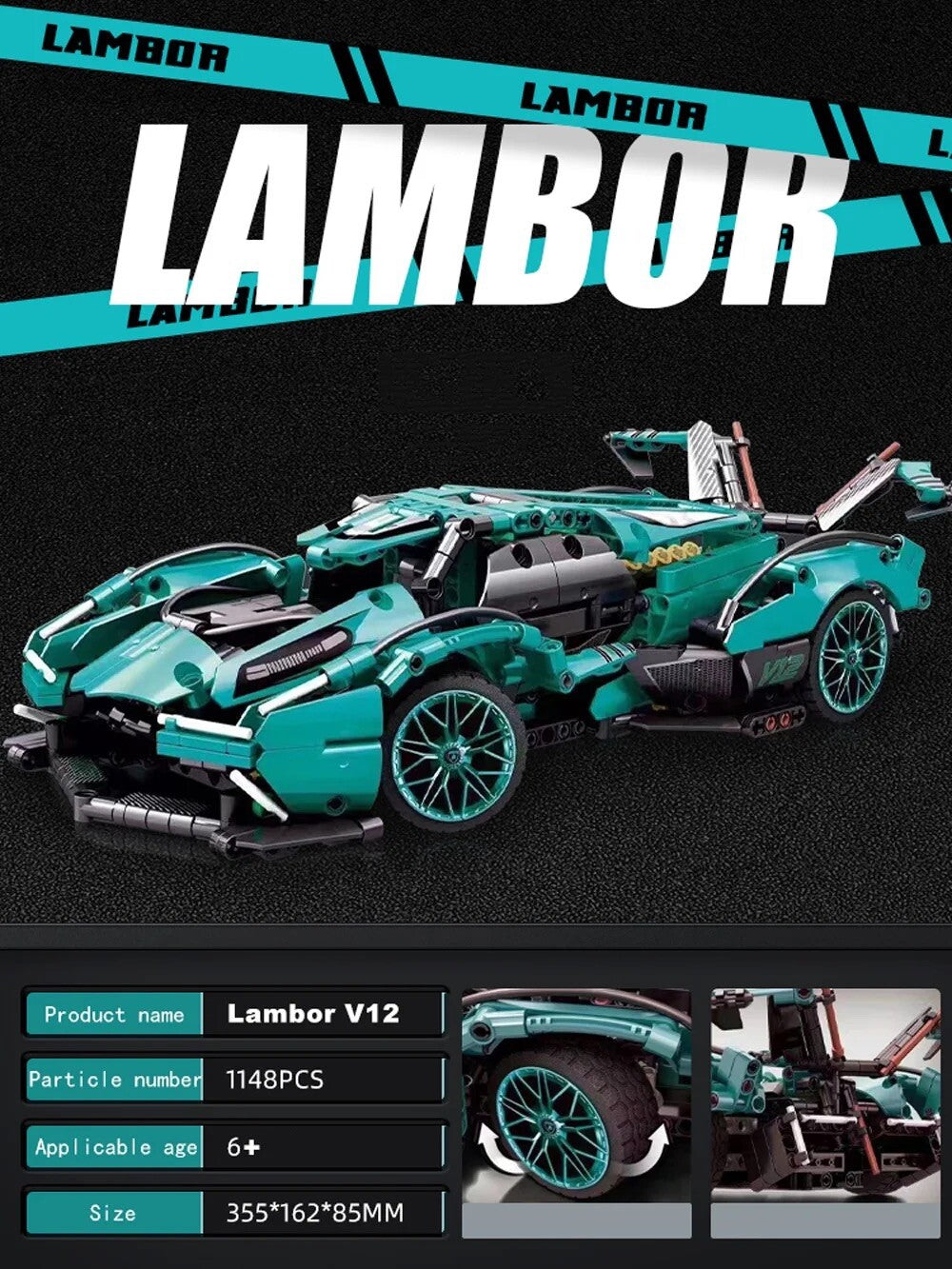 Lamborghini Tipo Concept Car Da Costruire Mattoncini Technic 1148 Pezzi Nuova