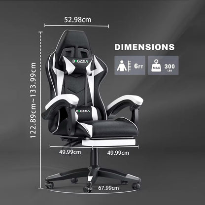 Poltrona Sedia da Gaming Gioco Reclinabile  Poggiapiedi Estraibile in Ecopelle