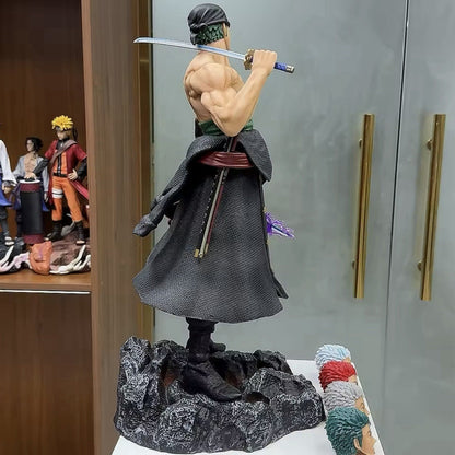 Action Figure One Piece Roronoa Zoro 50cm Statua Da Collezione Anime Grande