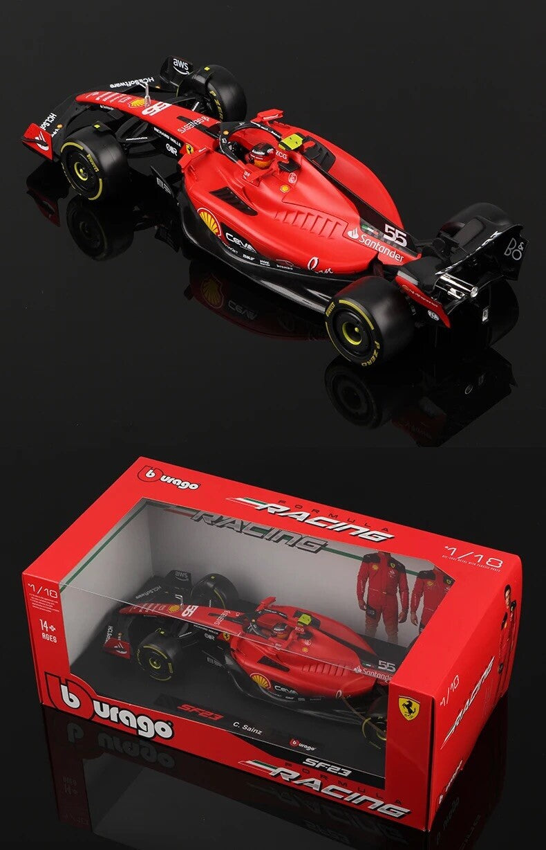 Burago Ferrari SF-23 Carlo Sainz 55 Scala 1:18 Modellino Auto Rossa Formula 1