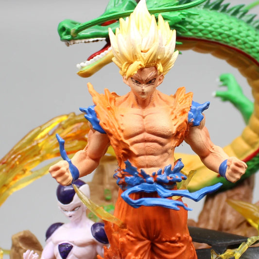 Dragon Ball Z Son Goku Frieza Kid Bu Shenron Anime Super Saiyan Statua da Collezione 23cm - Nerd Lab