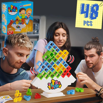 Tetra Tower Gioco Equilibrio Impilabili, 16/24/32/48 Pezzi Stack Attack Gioco Da Tavolo - Nerd Lab