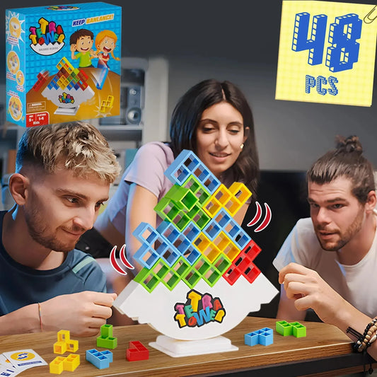 Tetra Tower Gioco Equilibrio Impilabili, 16/24/32/48 Pezzi Stack Attack Gioco Da Tavolo - Nerd Lab
