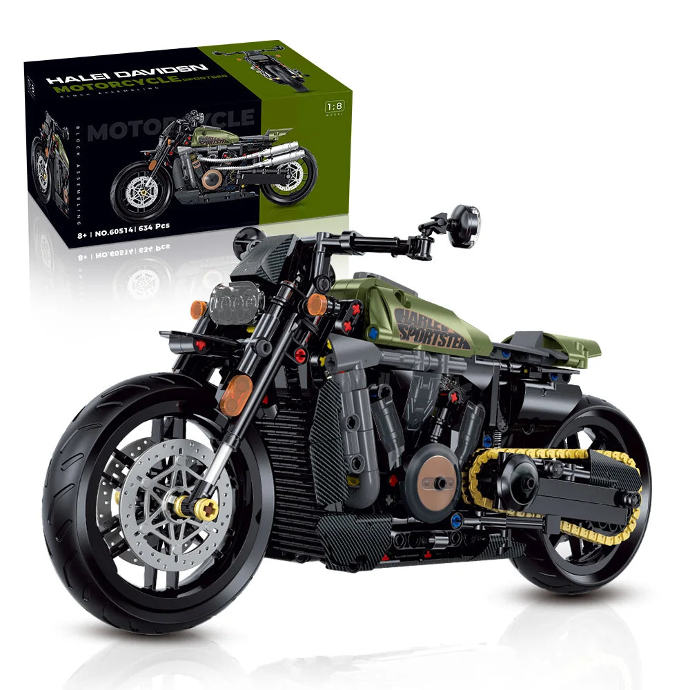 Moto Da Costruite Mattoncini Technic Stile Harley Davidson Scala 1:8 634 Pezzi - Nerd Lab
