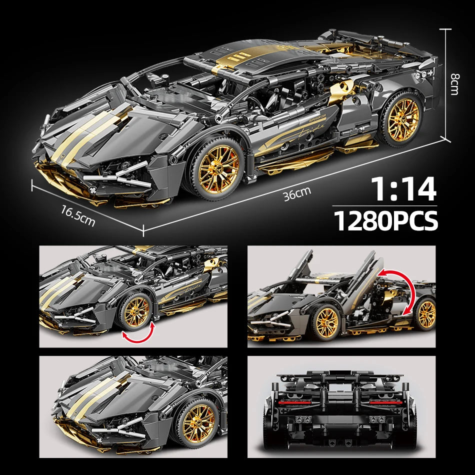 Lamborghin Sian Nuova Da Costruire Mattoncini Technic 1280 Pezzi 1:14 Car MOC Racing - Nerd Lab