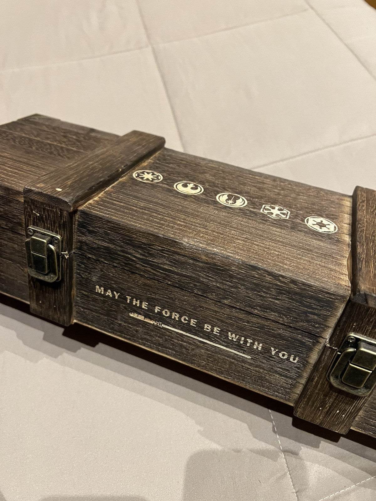 Spada Laser Star Wars Luke Skywalker Lightsaber Metal Jedi Replica Wooden Box