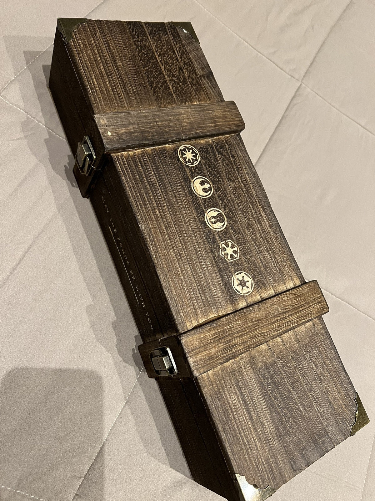 Spada Laser Star Wars Luke Skywalker Lightsaber Metal Jedi Replica Wooden Box