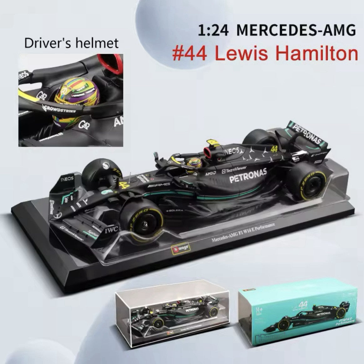 Macchina Mercedes Amg F1 Lewis Hamilton W18 Burago Scala 1:24 Formula 1 Vetrina