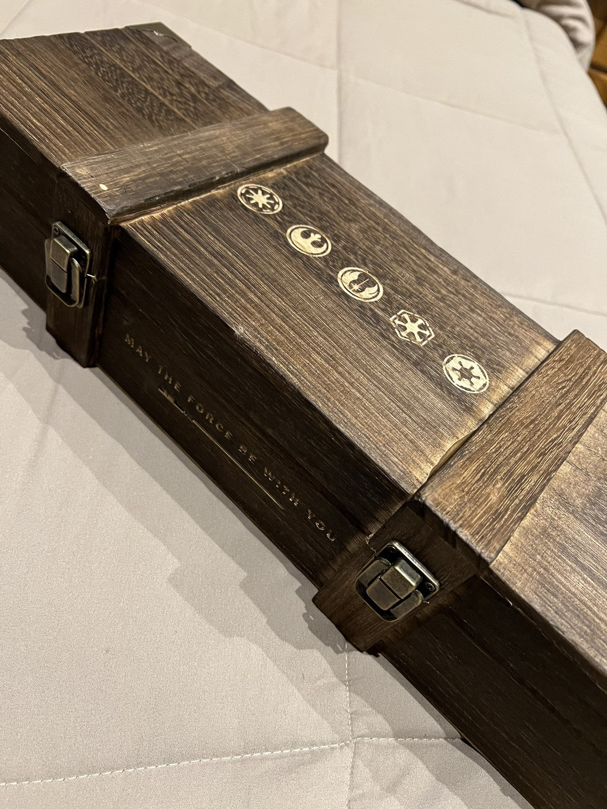 Spada Laser Star Wars Luke Skywalker Lightsaber Metal Jedi Replica Wooden Box