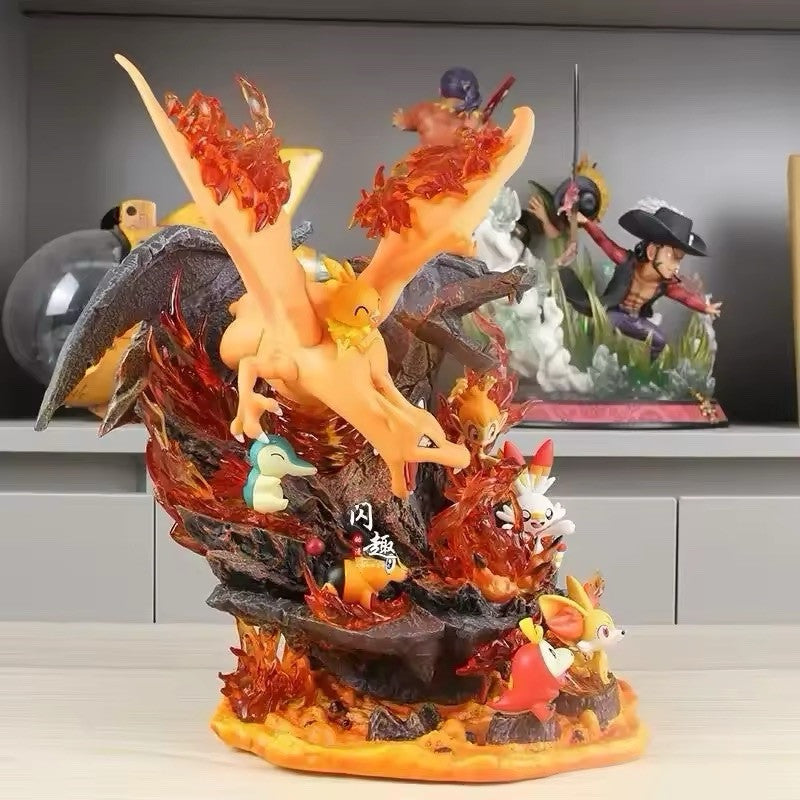 Action Figure Fire Pokémon Charizard Evolution 32cm Statua Collezione Anime Game